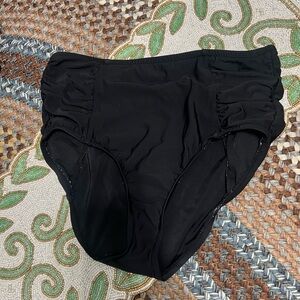 High-Waist Black Ruched Bikini Bottoms